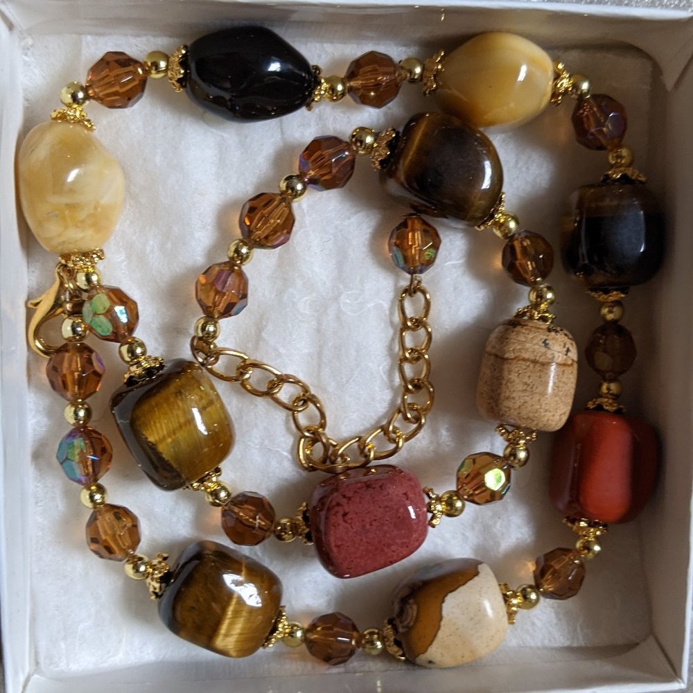 21" bead stones necklace
